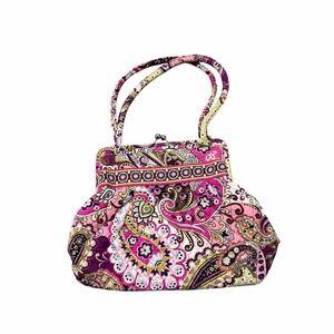 Vera Bradley Pink Paisley Quilted Kisslock Frame Shoulder Bag